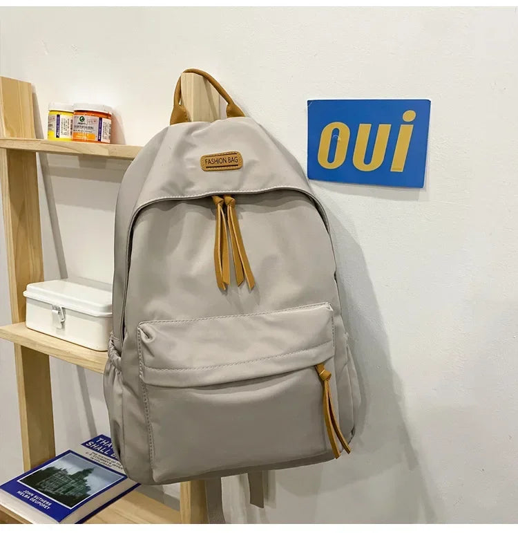 eybag Large-capacity Backpack Female Japanese Backpack Solid Color Junior High School Student Canvas Schoolbag Laptop Backpack