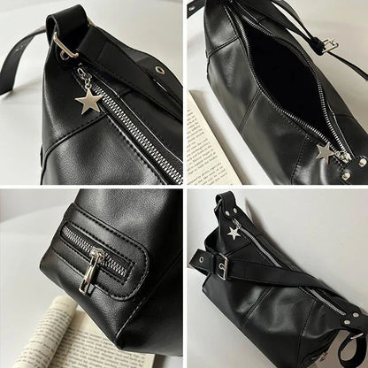 eybag Y2K Korean Gothic Star Girl Black Handbag Harajuku Aesthetic Vintage Shoulder Crossbody Bag Trendy Women Messenger Tote Bags