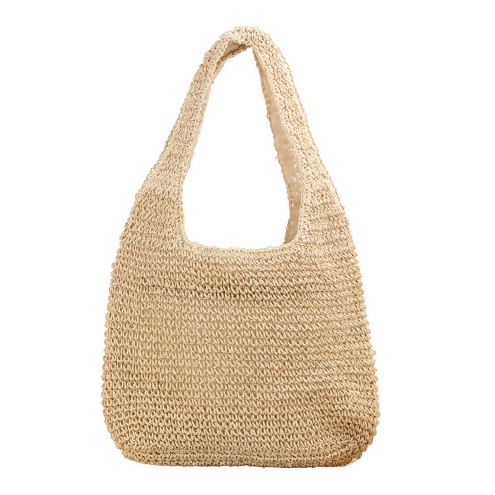 Lkblock Fashion Rattan Women Shoulder Bags Straw Woven Female Handbags Large Capacity Summer Beach Straw Bags Casual Totes Purses 2022