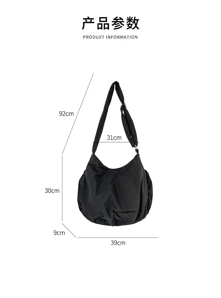 eybag Sweet Girls Pleated Nylon Shoulder Women Bag Korean Niche Design Bow Summer Travel Beach Bag Female Totes Bags for Women Handbag