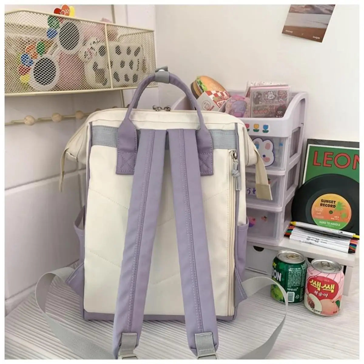 eybag Cute Back to School Summer Strawberry Pastel Purple & Brown Backpack