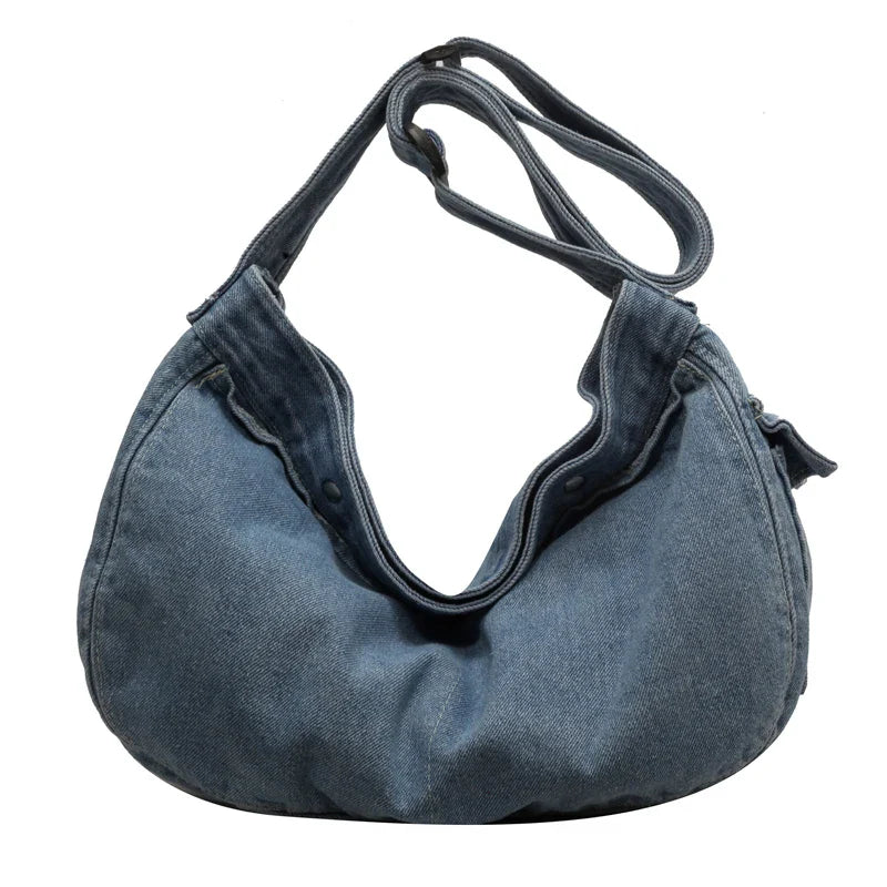 eybag Fashion Washed Denim Crossbody Bags For Women Large Capacity Casual Shoulder Tote Bag Student School Bag Female Travel Handbag