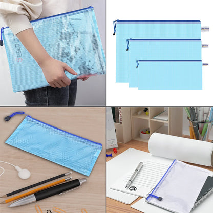 eybag 12pcs Mesh Zipper Pouch Document Bag Waterproof Zip File Folders A4 School Office Supplies Pencil Case Storage Bags