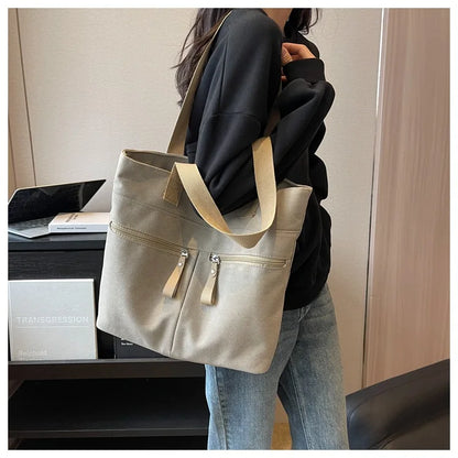 eybag Autumn Women's Handbags Large Capacity Canvas Tote Simple Commuter Shoulder Bag Casual Designer Handbag