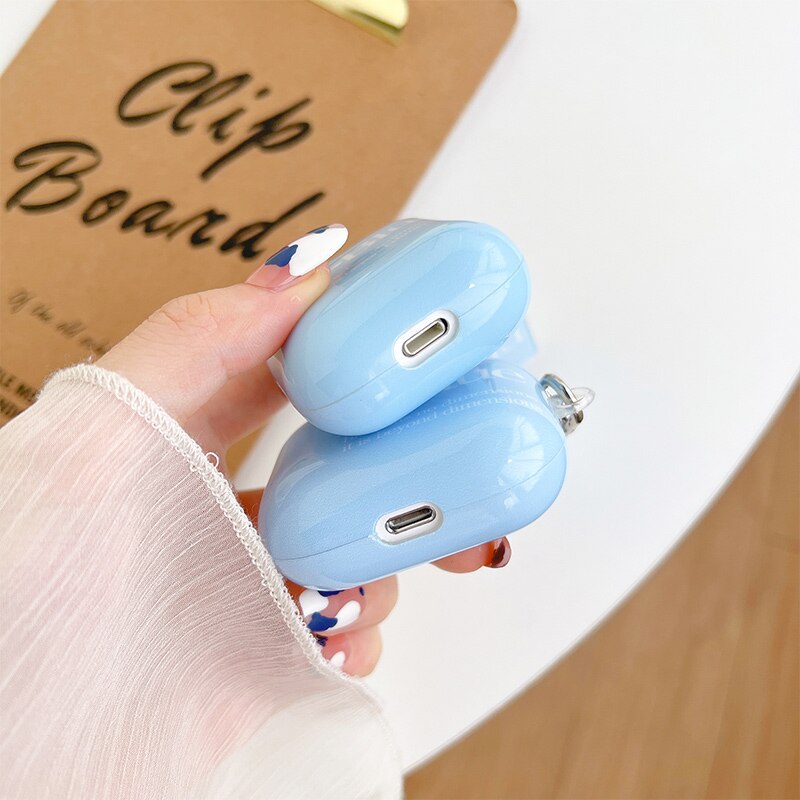 eybag For Airpods 3 Case Simple Blue Earphone Case For Airpods Pro 2 Plain Color Earphone Case For Air Pod 3 Pro Soft Cover With Charm