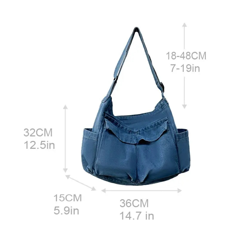 eybag Women Denim bag Korean version of literary shoulder bag handbag retro large capacity Messenger bag women crossbody bag