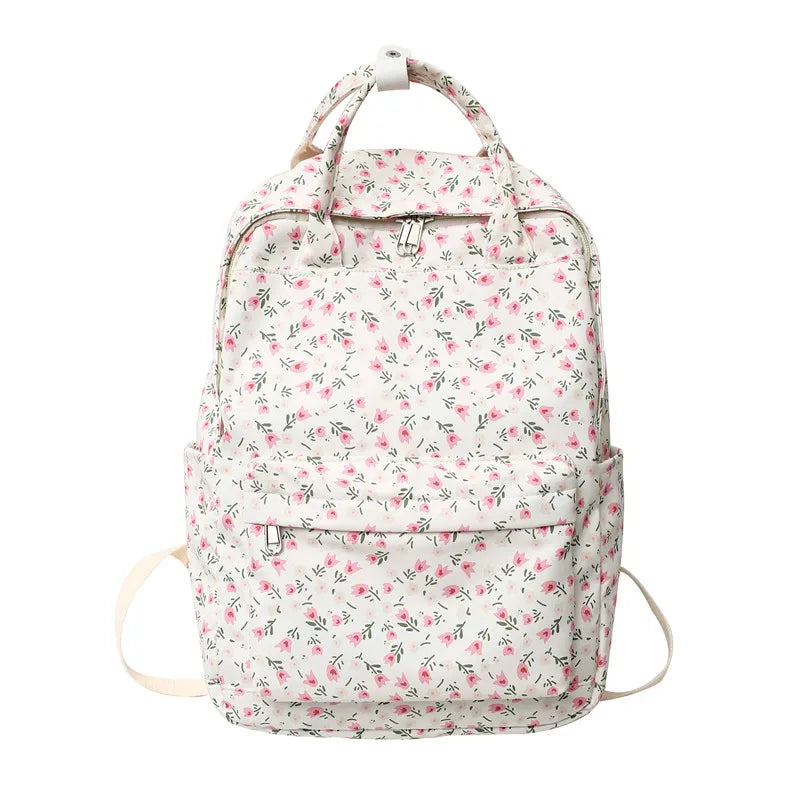 eybag New Flowers Waterproof Nylon Women Backpack Female Buckle Portable Travel Bag Kawaii Girl Schoolbag Preppy Small Bookbag