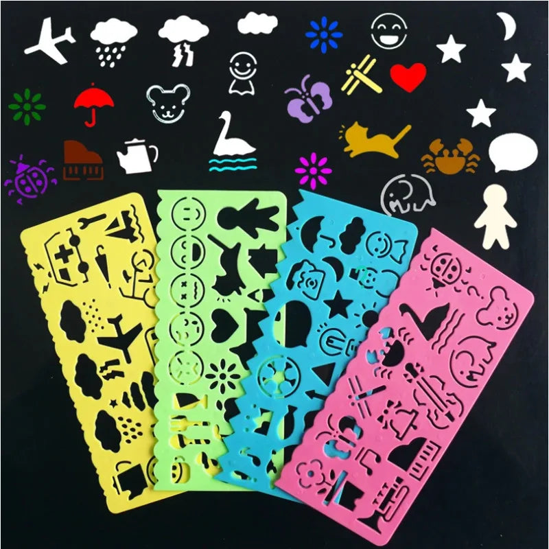 eybag 4Pcs/Lot Children Drawing Template Rulers Creative Baby Painting Stencils Scrapbooking DIY Tools Art Craft School Supplies Toys