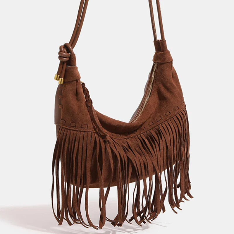 eybag Bohemian Style Women Bag New Frosted Tassel Underarm Bag Large Capacity Shoulder Bag Crossbody Bag