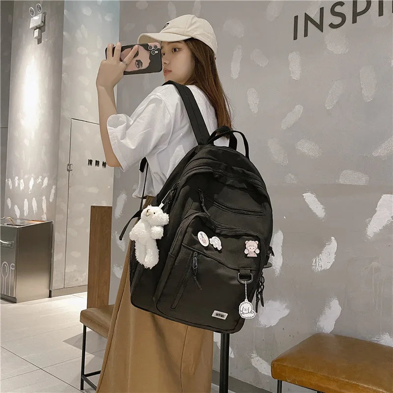 eybag Fashion Big Student Backpack NEW Badge Rucksack Girls School Bag High Capacity Women Backpack Female Cute Leisure Travel Mochila