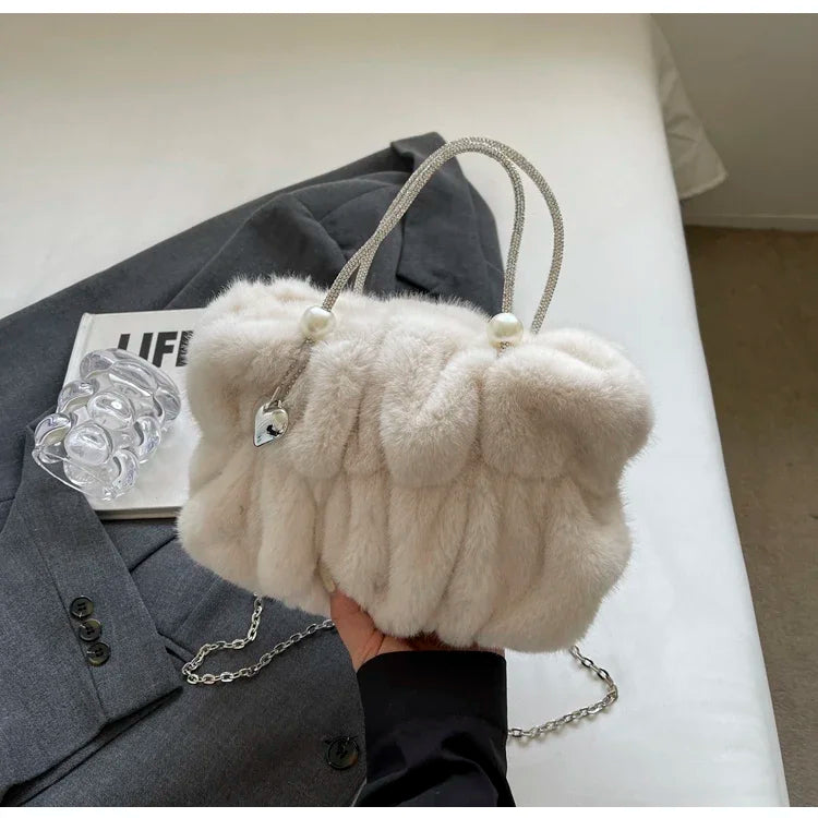 eybag Faux Fur Tote Handbags and Purses Women Shoulder Crossbody Bags New Soft Plush Messenger Bag High Quality