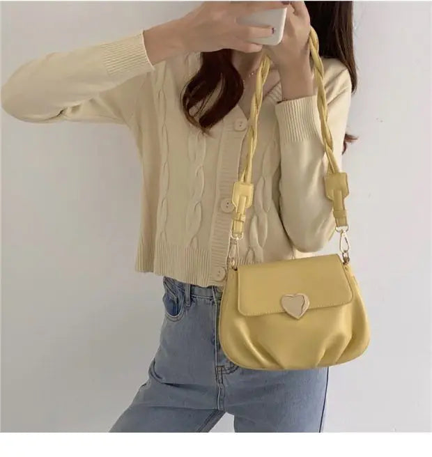 eybag Harajuku Heart White Messenger Bag Women Vintage Pu Leather Cloud Bag Handbag Female Fashion Casual  Crossbody Bags