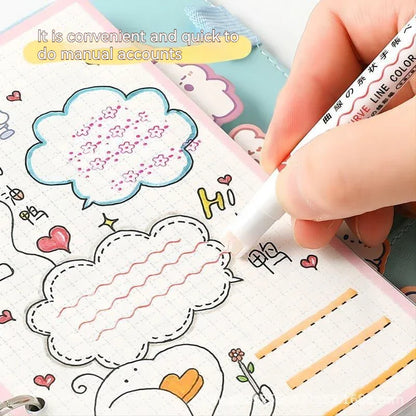 eybag 6Pcs Flower Line Shaped Highlighter Pens, Roller Tip, Curve Liner Marker, Writing, Journaling, Drawing Stationery, Kawaii