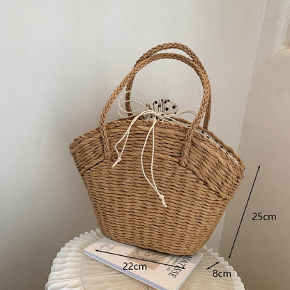 eybag Retro Top Handle Design Crossbody Bag for Women Branded Simple Summer Straw Woven Handbags Female Hollow Basket Shoulder Bags