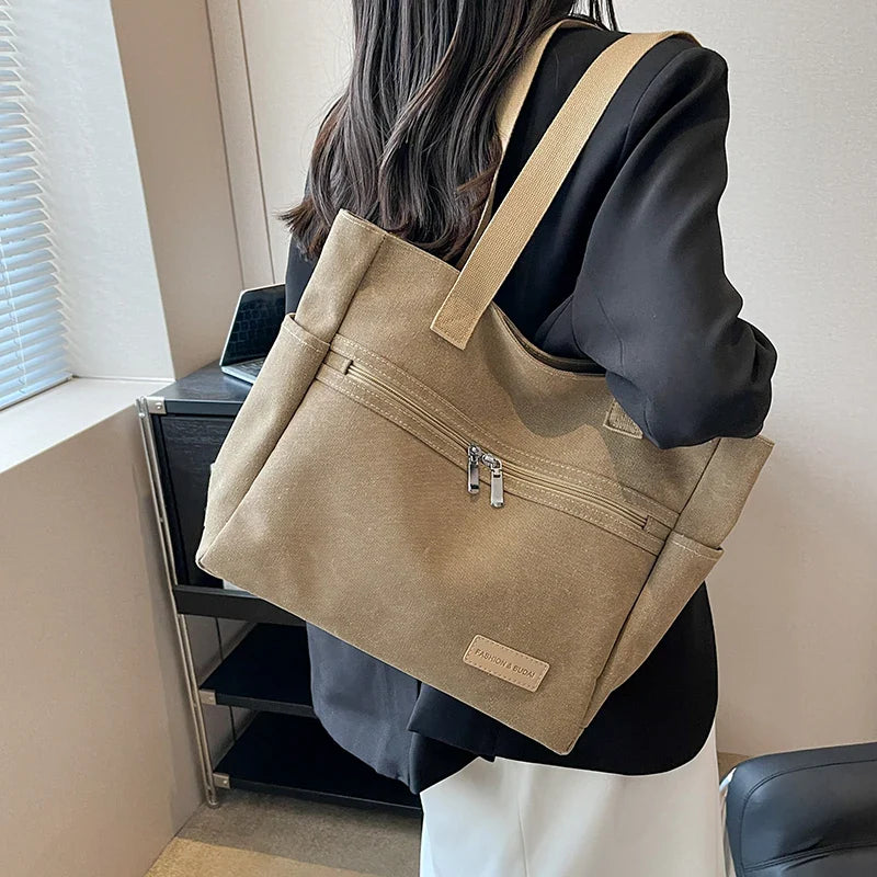 eybag Canvas Tote bag for women Fashion Trends Zipper Shoulder Crossbody Luxury Brand Handbags purse Female travel Shopping bag