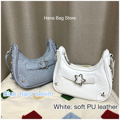 eybag - Vintage Star Handbags for Women Fashion Hobos Shoulder Underarm Bag Ladies Clutch Pu Leather Female Armpit Purses Y2k Cool Bag