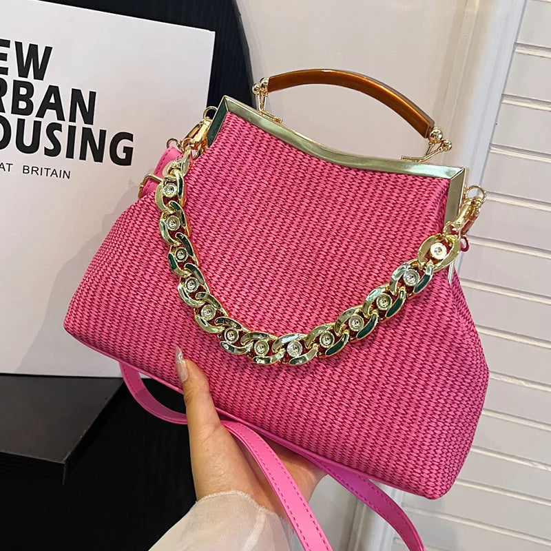 eybag Designer Shell Clip Weave Wallet Bags ChainShoulder Bag Luxury Evening Clutch Party Hot Pink Handbag And Purse Chic Hobo Bags