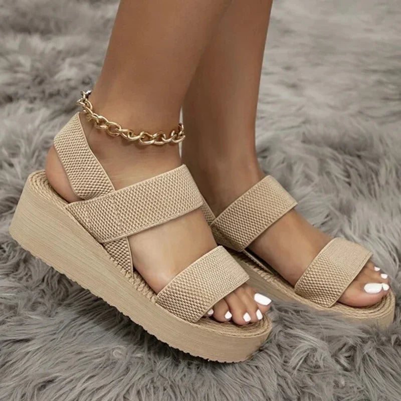 eybag New Minimalist Slingback Wedge Sandals Outdoor Summer Lightweight Slides Solid Color Thick Bottom Ladies Shoes Female Sandals