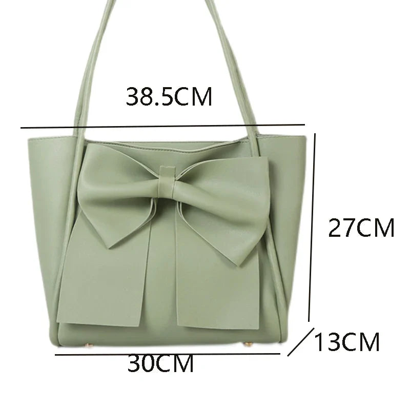 eybag PU Leather Women Tote Bags Large Capacity Fashion Bow Ladies Shoulder Bags Casual Chic All-Match Handbags