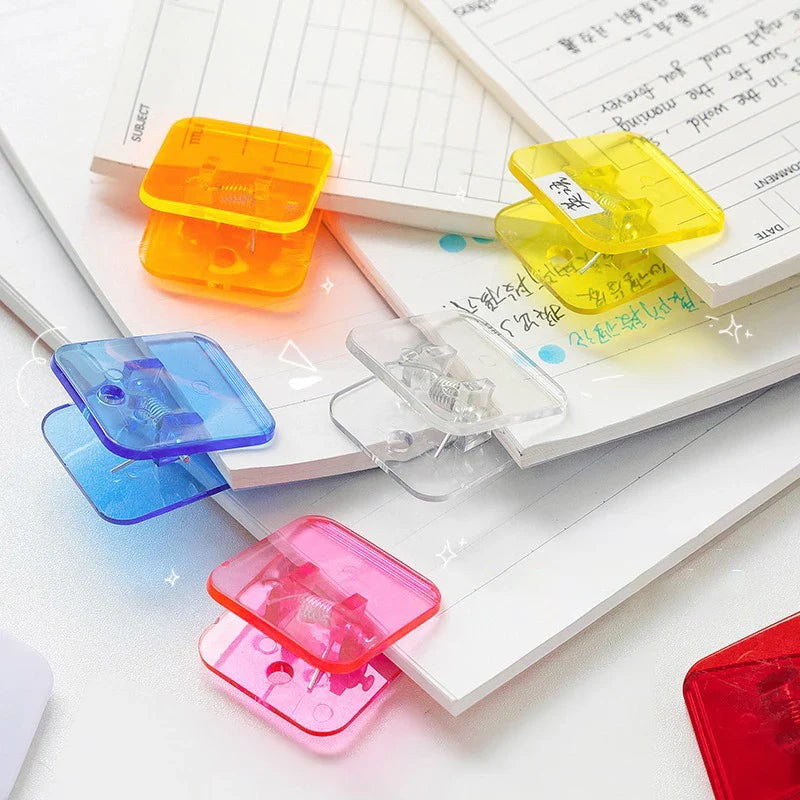 eybag 5pcs Candy Paper Clips Transparent Bookmarks Kawaii File Documents Binder Clips Notebook Index Page Holder Tickets Clamps Office