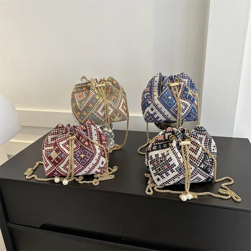 eybag Shopper Bags For Women Trend 2024 Cross Body Bohemian Bucket Plaid Women's Shoulder Bag Korean Popular Luxury Designer