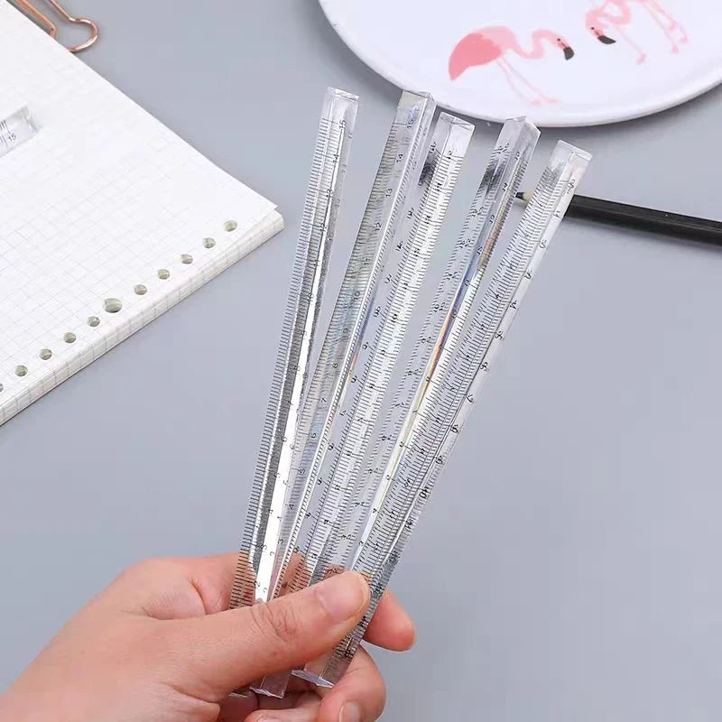 eybag 1Pcs Simple Transparent Triangular Straight Ruler Creative 15m/20cm Rulers Drawing Measuring Tools Stationery School Supplies