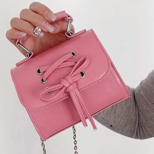 eybag Small Pink Womens Shoulder Bag Chains Designer Fashion Korean Popular Handbag Casual Bow Sweet Cute New Female Coin Purse