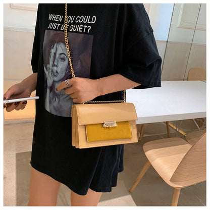 eybag autumn and winter new leather chain flap small square bag casual all-match one-shoulder diagonal bag