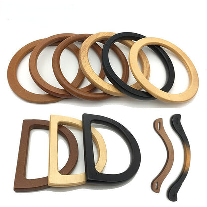 eybag 1Pc Round D-shaped Wooden Bag Handle Metal Ring Handbag Handles Replacement DIY Purse Luggage Handcrafted Accessories bag making