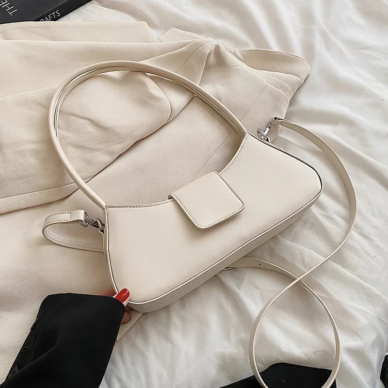 Lkblock New Fashion Bag Women's All-Match Simple Chic White Black Temperament Messenger Shoulder Underarm Bag