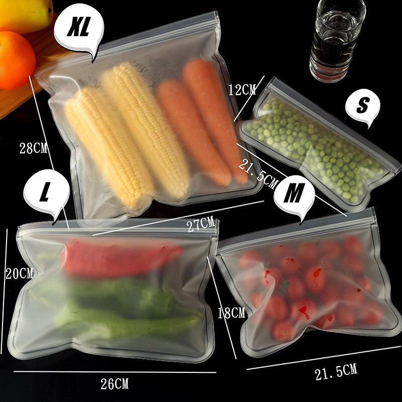 eybag 10PCS Kitchen Sillicone Storage Bags Reusable Leakproof Containers Smell Proof Ziplock Bag Fresh Wrap Kitchen Hacks Organization