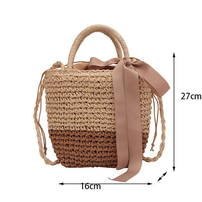 Lkblock New Half Round Straw Bags for Women Summer Beach Rattan Bag Handmade Woven Half Moon Crossbody Handbags Bohemia