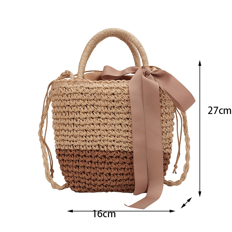 Lkblock New Half Round Straw Bags for Women Summer Beach Rattan Bag Handmade Woven Half Moon Crossbody Handbags Bohemia