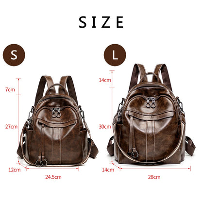 eybag Genuine Leather Backpack Small Women's Backpack Soft High Quality Cowhide Shoulders Bag Fashion Zipper Design Bag