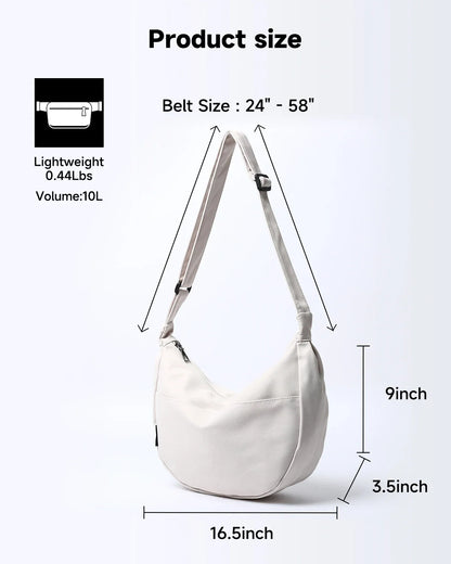 eybag Nylon Crescent Crossbody Bag for Women Sling Casual Dumpling Bag with Mini Pocket Simple Hobo Bag