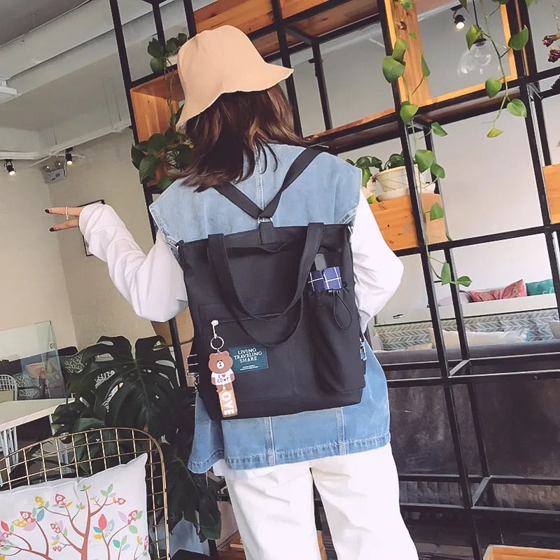 eybag Women's Handbag Tote Canvas Cross Bag Youth Fashion Casual Large Capacity Cotton Multiple Pockets Messenger Bags School Bag 2022