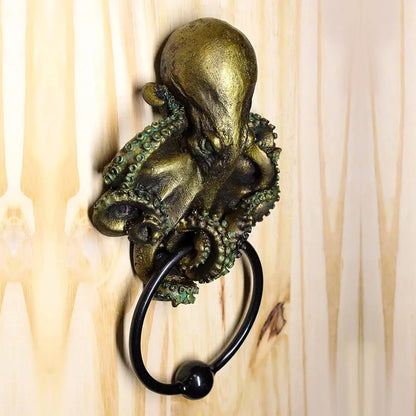 -Halloween Octopus Skull Door Knocker Unique Bizarre Gothic Home Decoration Resin Handicrafts Outdoor Garden Decors Towel Hanging Rack