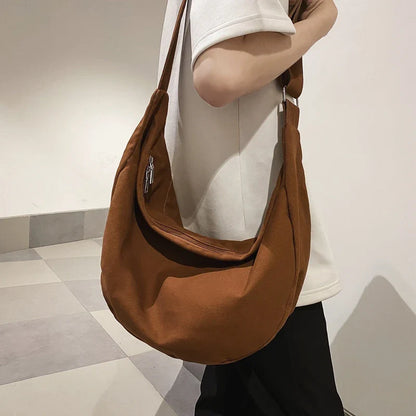 eybag Simple Solid Color Women Crossbody Bag Casual Canvas Men Shoulder Bag Student Leisure Travel Book Bag Large Capacity Shopper Bag