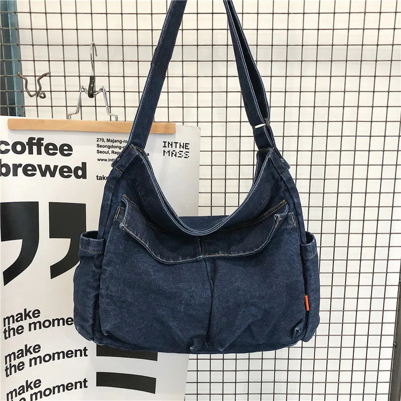 eybag Women Denim bag Korean version of literary shoulder bag handbag retro large capacity Messenger bag women crossbody bag