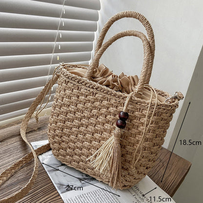 eybag Retro Top Handle Design Crossbody Bag for Women Branded Simple Summer Straw Woven Handbags Female Hollow Basket Shoulder Bags