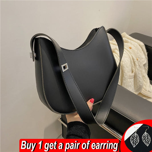 eybag Vintage Half-Moon Underarm Bag For Women PU Leather Shoulder Bag Bag Solid Color Armpit Handbag Portable Handbag Shopping Totes