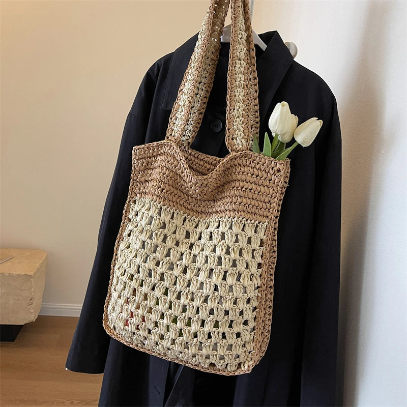 eybag Designer Straw Beach Shoulder Bags Women Handbags and Purses New Trendy Summer Travel Holiday Bags High Quality