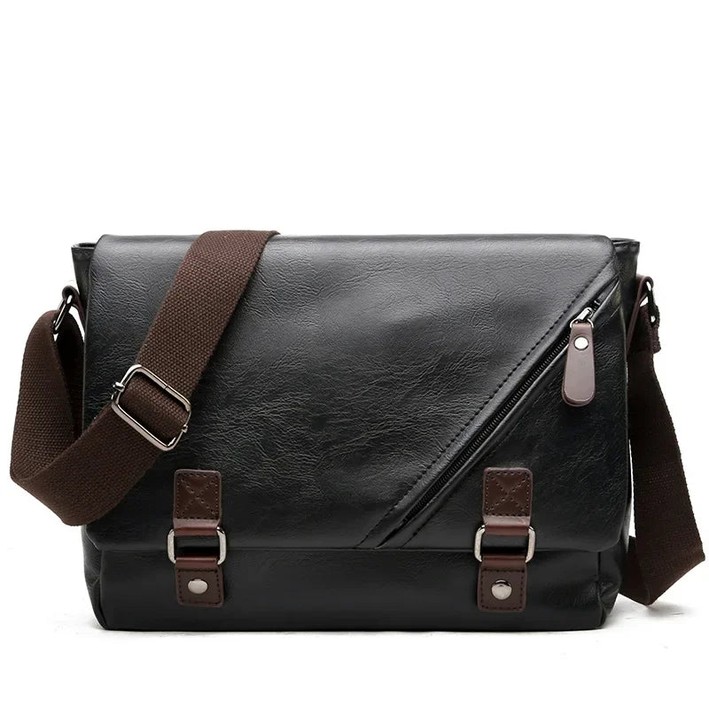 eybag Vintage Male Messenger Bag PU Leather Crossbody Bag Versatile Shoulder Handbag for Men