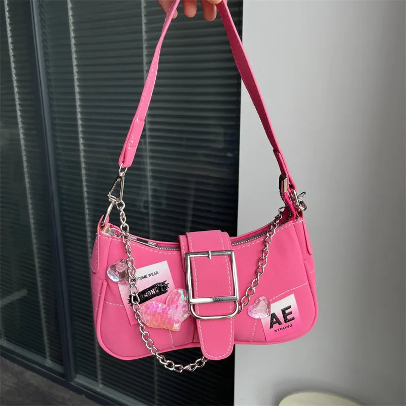 eybag Y2k Fashion Women's Handbags Stars Pattern Cool Girls Underarm Bag Fashion Canvas Female Small Shoulder Bags Chain Tote Purses