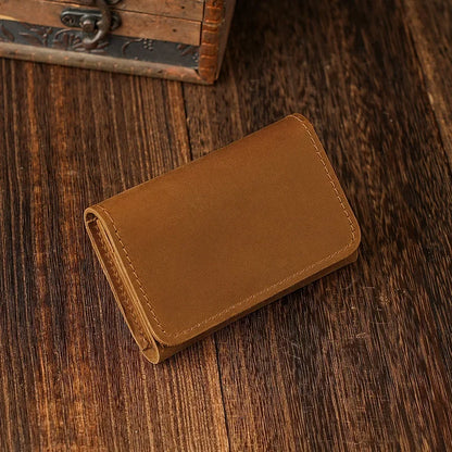 eybag Vintage Card Holder Men Genuine Leather Credit Card Holder Small Wallet Mini Purse for Men Money Bag ID Business Cards Holder