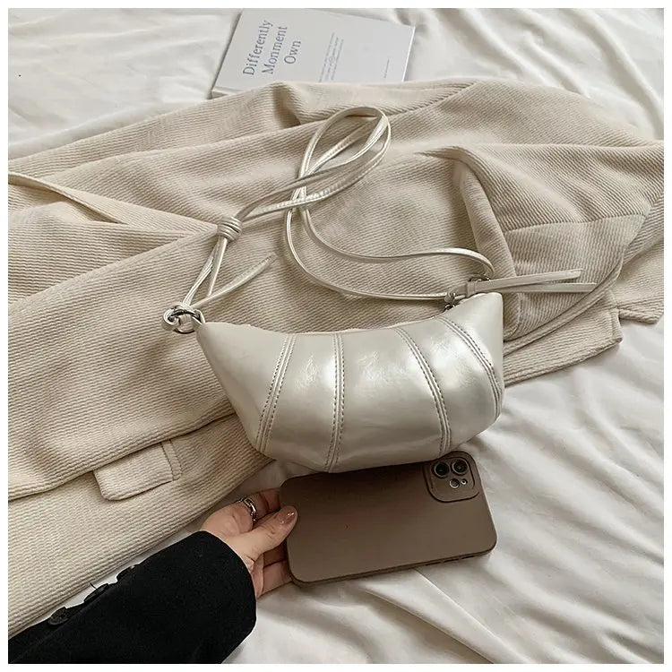 eybag Fashionable Croissant Design Women's Shoulder Bag Summer Exquisite Women Crossbody Bag Simple Soft PU Leather Bags for Women