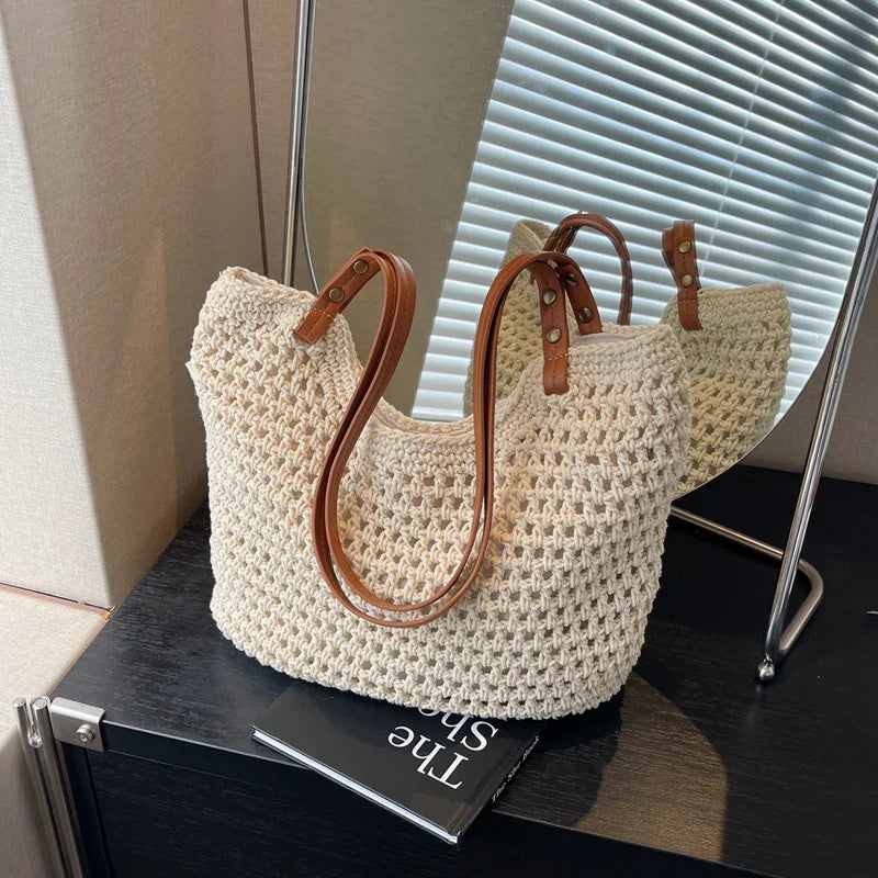 eybag Large Woven Straw Tote Handbags and Purses Shouler Bags for Women New Casual Summer Beach Ladies Messenger Bags High Quality