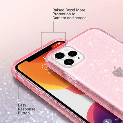 eybag New Bling Sparkle Soft Clear TPU Phone Case For iPhone 15 14 13 12 11 Pro Max Plus X XS Max XR Girls Pink Slim Thin Bumper Cover