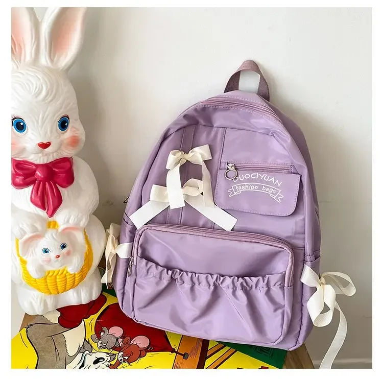 eybag Japanese Cute Bow Backpacks High Capacity Trendy Backpacks for Students Korean Ins Casual Versatile Commuting Traveling Bag Y2k