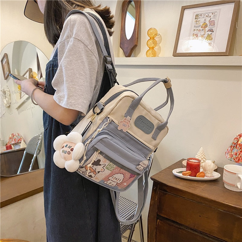 eybag Korean Style Cute  Backpacks Women Waterproof Nylon Small Shoulder Bags for Teenage Girls Schoolbags Flower Travel Backpack